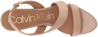 Calvin Klein Women's Lancy Nappa Open toe Ankle Strap Heel Casual Dress Shoe Brown Size 11 M