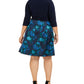 Jessica Howard Women's Floral 3/4 Sleeve Jewel Neck Knee Length Fit Flare Dress Blue Size 16W