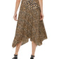 Calvin Klein Women's Leopard Print Handkerchief Hem Skirt Yellow Size 8