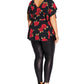 City Chic Women's Plus Rose Liason Top Black Size 18W