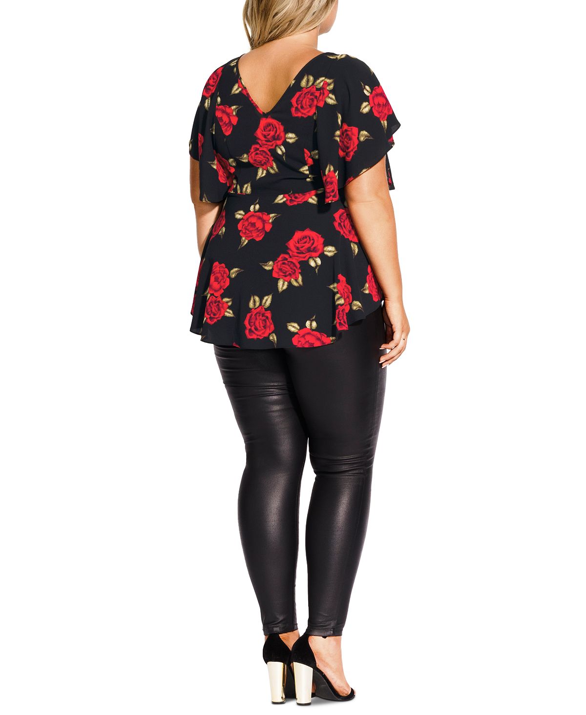 City Chic Women's Plus Rose Liason Top Black Size 18W