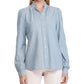 Ralph Lauren 89 Women's V Neck Cuffed Button up Casual Top Blue Size Large