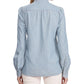 Ralph Lauren 89 Women's V Neck Cuffed Button up Casual Top Blue Size Large