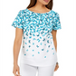 Karen Scott Women's Cascade Butterfly Printed Top Blue Size Small