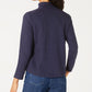 Karen Scott Women's Solid & Printed Collared Top Blue Size Petite S