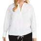 Alfani Women's Plus Popover Shirt White Size 2X