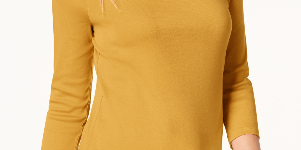 Charter Club Women's Pima Cotton Boat Neck Top Yellow Size X-Large