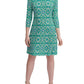 Tommy Hilfiger Women's 3/4 Sleeve Jewel Neck Knee Length Shift Dress Green Size 6