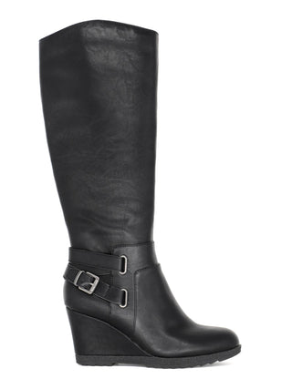 American Rag Women's Memory Foam Cushioned Comfort Buckle Accent Ankle Strap Slip Resistant Kyle Round Toe Wedge Zip up Boots Black Size 11 M