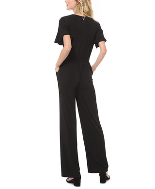Michael Kors Women's Belted Ruched Jumpsuit Black Size Petite