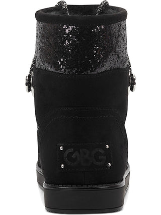 Guess Women's Logo Sparkle Insert Lace up Detail Cushioned Insulated Aylan Round Toe Snow Boots Black Size 9 M