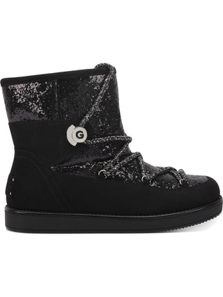 Guess Women's Logo Sparkle Insert Lace up Detail Cushioned Insulated Aylan Round Toe Snow Boots Black Size 9 M