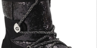 Guess Women's Logo Sparkle Insert Lace up Detail Cushioned Insulated Aylan Round Toe Snow Boots Black Size 9 M