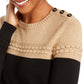 Charter Club Women's Metallic Colorblocked Crewneck Sweater Brown Size X-Small