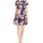 Vince Camuto Women's Floral Scuba Fit & Flare Dress Blue Size 4