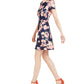 Vince Camuto Women's Floral Scuba Fit & Flare Dress Blue Size 4