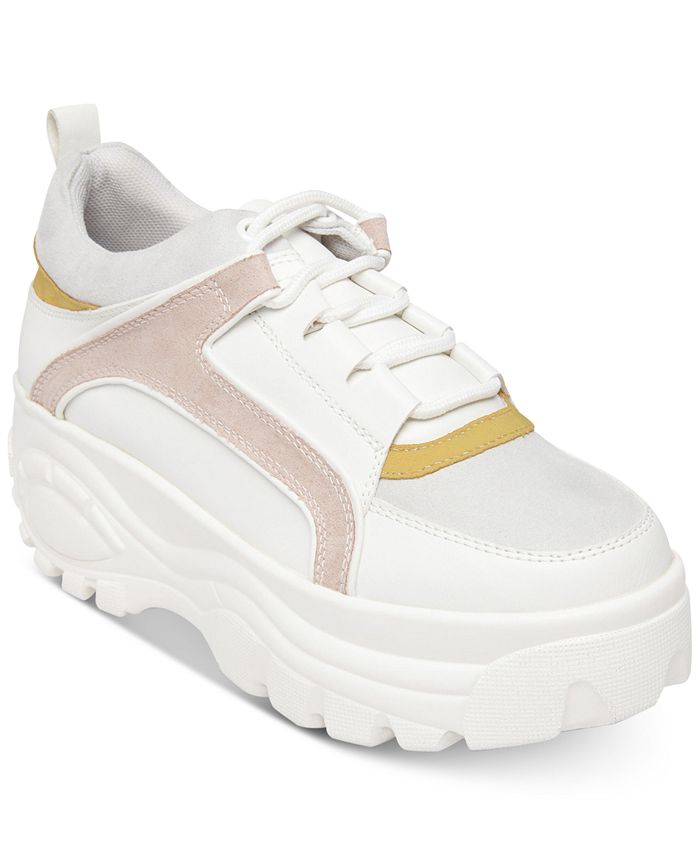 Madden Girl Women's Sppice Fabric Low Top Lace up Fashion Shoes White Size 10 M