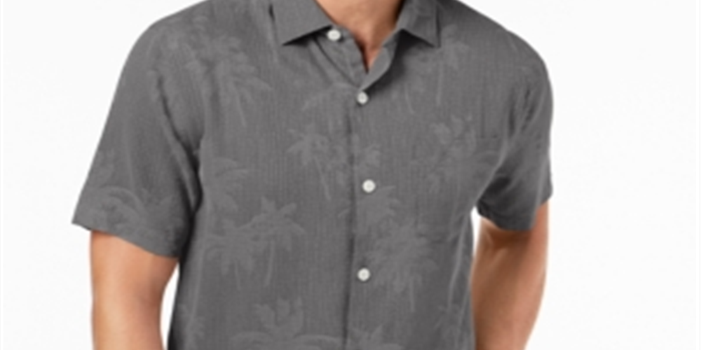 Tommy Bahama Men's Digital Palms Classic Fit Silk Shirt Black Size XXX-Large