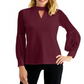 JM Collection Women's Sheer Sleeve Top Red Size Small