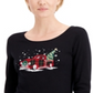 Karen Scott Women's Plaid Truck Cotton Top Black Size Medium