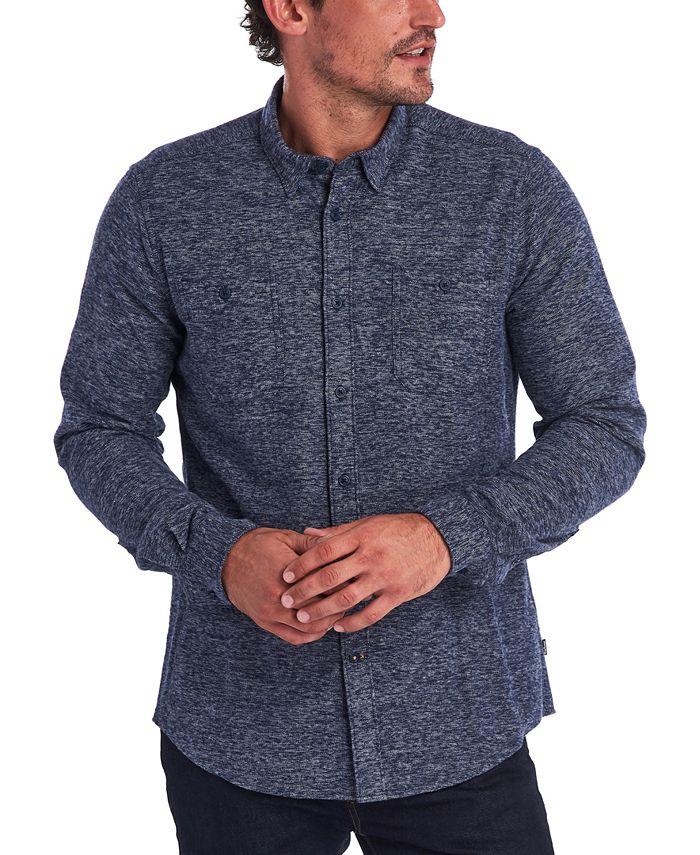 Barbour Men's Heather Long Sleeve Button Down Casual Work Shirt Blue Size Small
