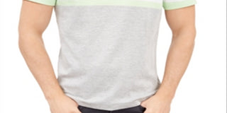 Alfani Men's Regular Fit Stripe Quarter Zip Polo Shirt Grey Size XXX-Large