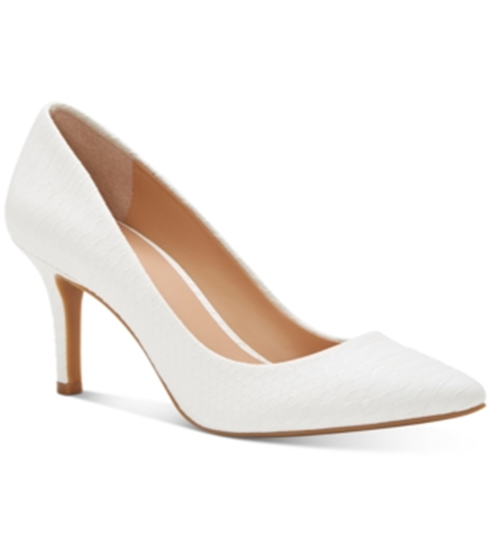 INC International Concepts Women's Zitah Embellished Almond Toe Pumps White Size 10 M