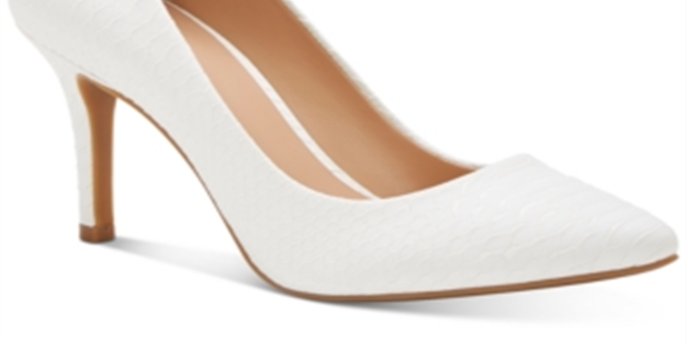 INC International Concepts Women's Zitah Embellished Almond Toe Pumps White Size 10 M