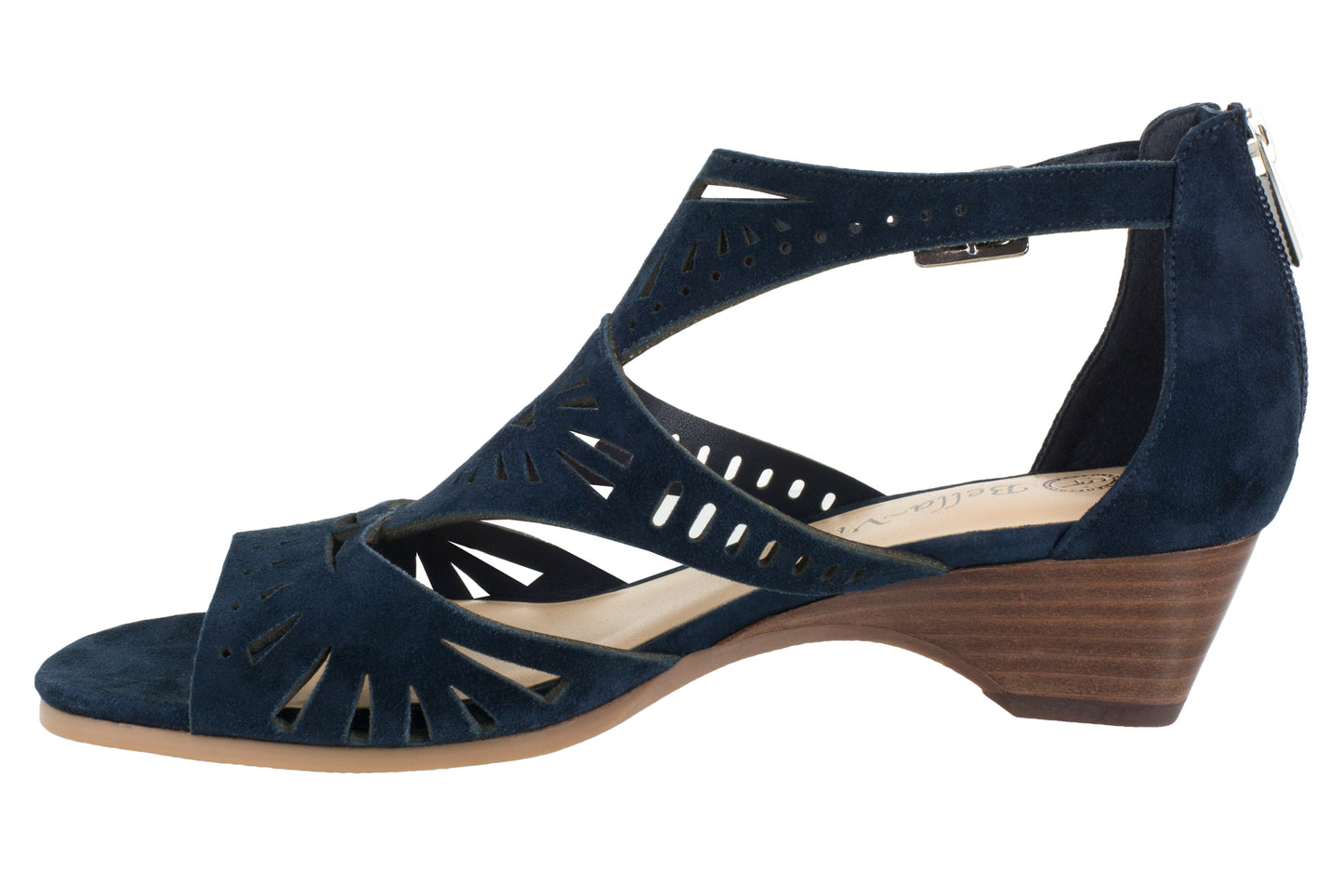 Bella Vita Women's Back Zipper with Penny Cutout Sandals Blue Size 10W