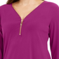 JM Collection Women's Zipper Trim 3/4 Sleeve Top Pink Size X-Large