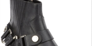 DKNY Women's Padded Mina Square Toe Block Heel Zip up Leather Booties Black Size 8.5 M