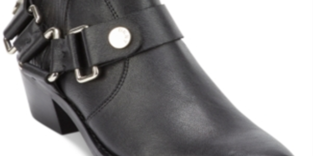 DKNY Women's Padded Mina Square Toe Block Heel Zip up Leather Booties Black Size 8.5 M