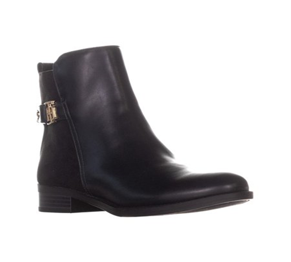 Tommy Hilfiger Women's Faux Leather Ankle Booties Black Size 8 M