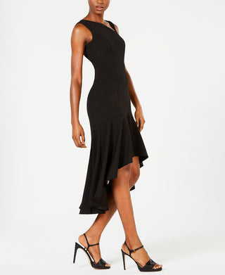 Calvin Klein Women's Asymmetric Neck High Low Dress Black Size 14