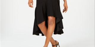 Calvin Klein Women's Asymmetric Neck High Low Dress Black Size 14