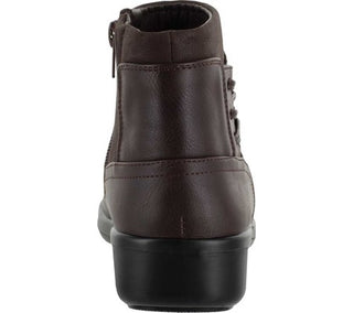 Easy Street Women's Round Toe Wedge Zip up Booties Brown 8.5 M