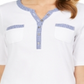 Karen Scott Women's Gingham Trim Henley Top White Size X-Small