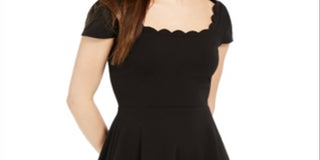 B. Darlin Junior's Scalloped Skater Dress Black Size 7-8