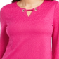 JM Collection Women's Textured Grommet Trim Keyhole Top Pink Size Large