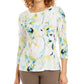 JM Collection Women's Printed 3/4 Sleeve Jacquard Top Green Size Small