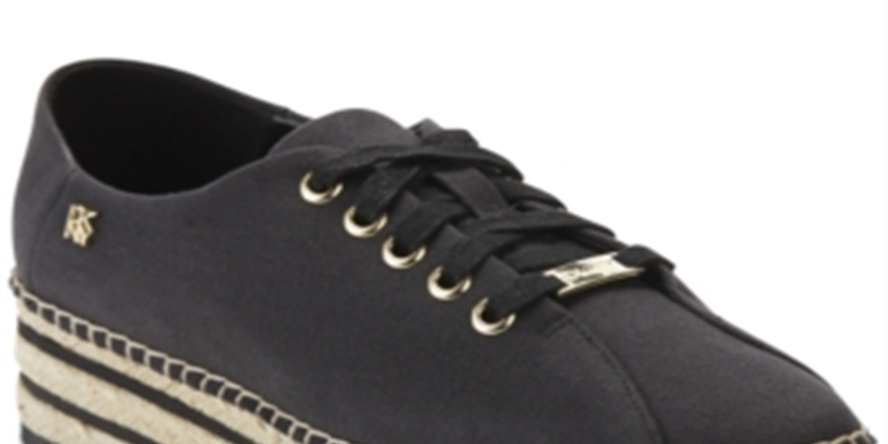 DKNY Women's Adrian Platformes Fabric Low Top Lace up Fashion Black Size 8
