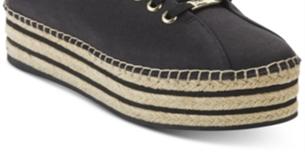 DKNY Women's Adrian Platformes Fabric Low Top Lace up Fashion Black Size 8