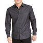 Calvin Klein Men's Regular Fit Stretch Textured Dot Dobby Shirt Black Size M