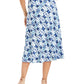 JM Collection Women's Printed MIDI Skirt Blue Size M