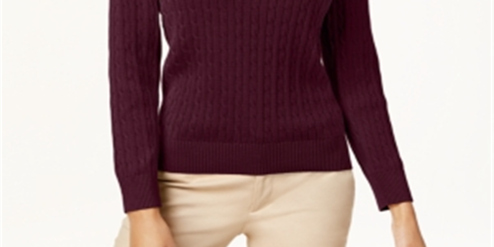 Karen Scott Women's Cotton Cable Knit Sweater Red Size 44