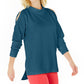 Ideology Women's Cold-Shoulder Vented Top Blue  Size L