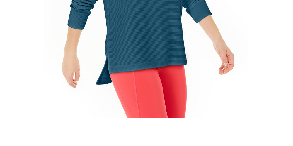 Ideology Women's Cold-Shoulder Vented Top Blue  Size L