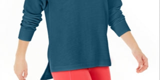 Ideology Women's Cold-Shoulder Vented Top Blue  Size L