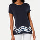 Ideology Women's Tie Dyed Split Back Top Blue Size X-Small
