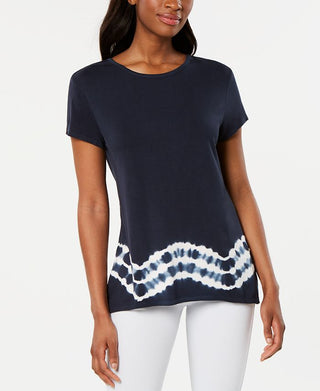 Ideology Women's Tie Dyed Split Back Top Blue Size X-Small